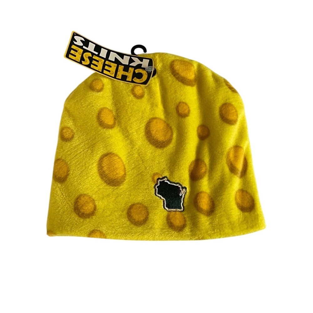 Mid America Mfg Wisconsin Cheese Beanie Reversible Green Ribbed Knit Hat OS NEW